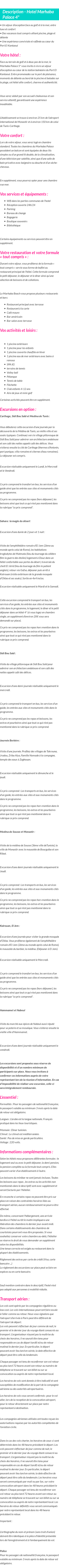 Détails du séjour