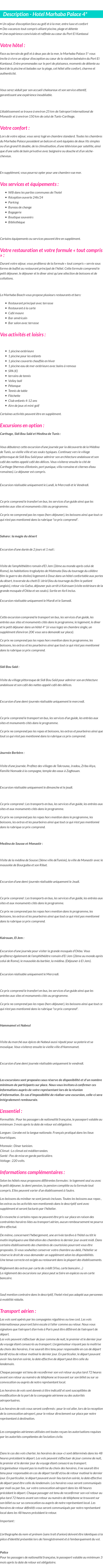 Détails du séjour