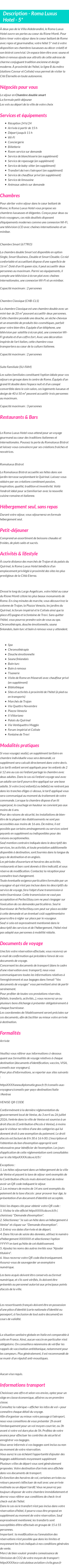Détails du séjour