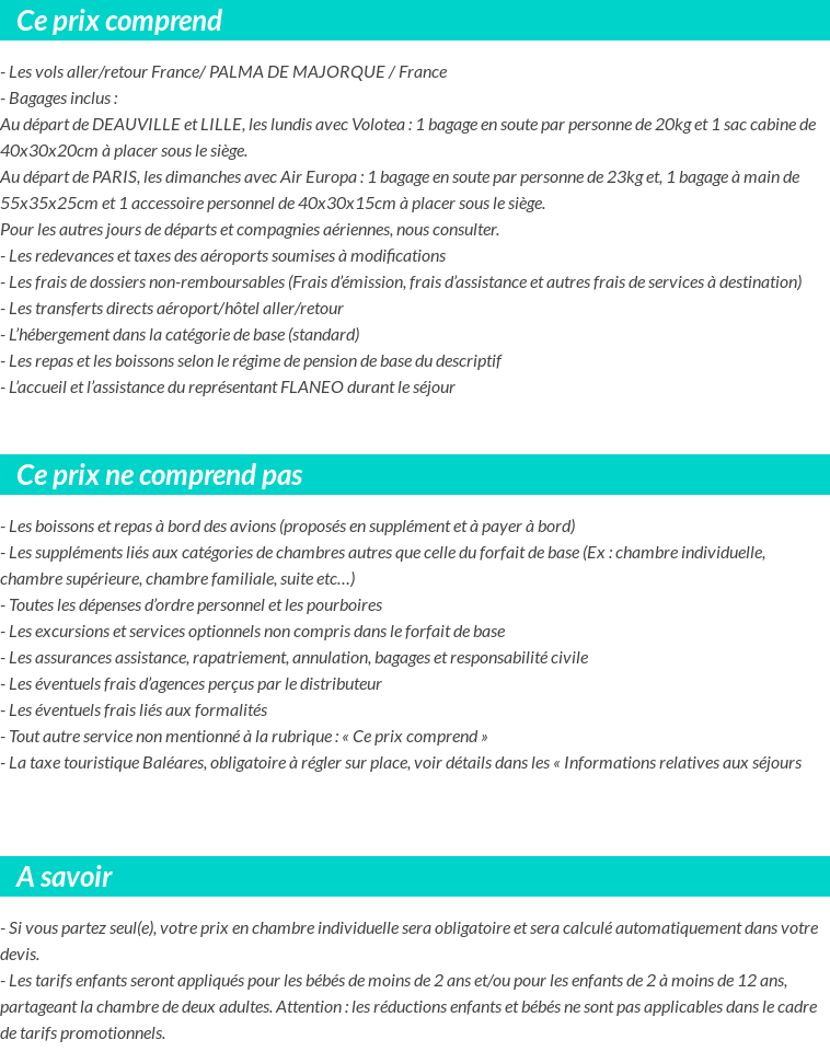 Conditions tarifaires