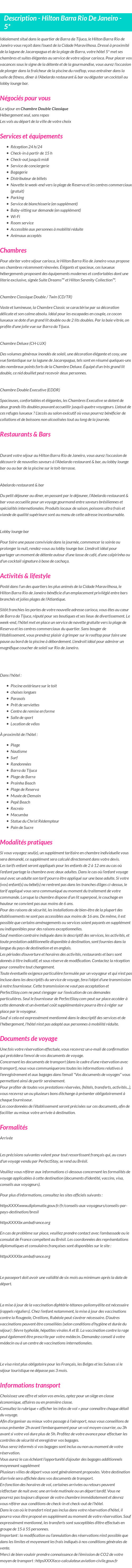 Détails du séjour