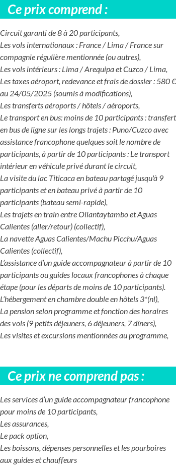 Conditions tarifaires