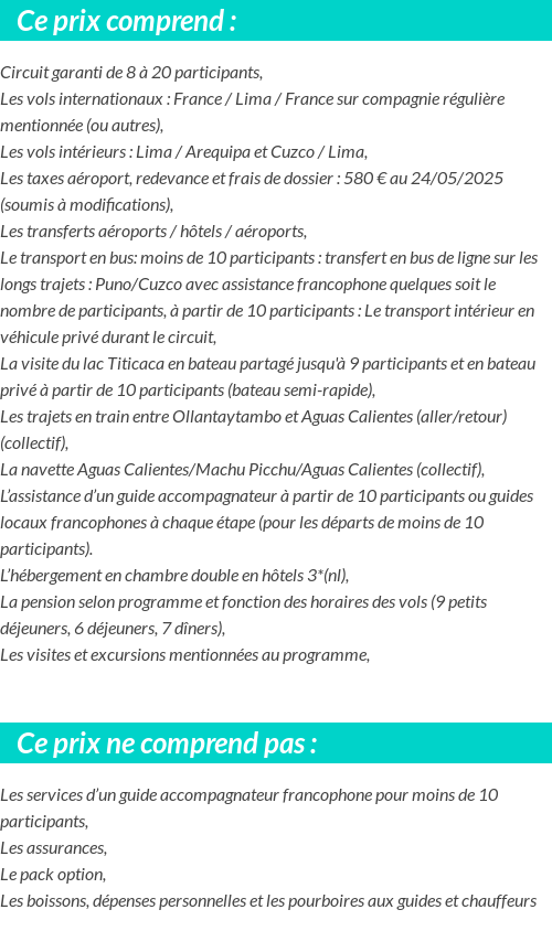 Conditions tarifaires