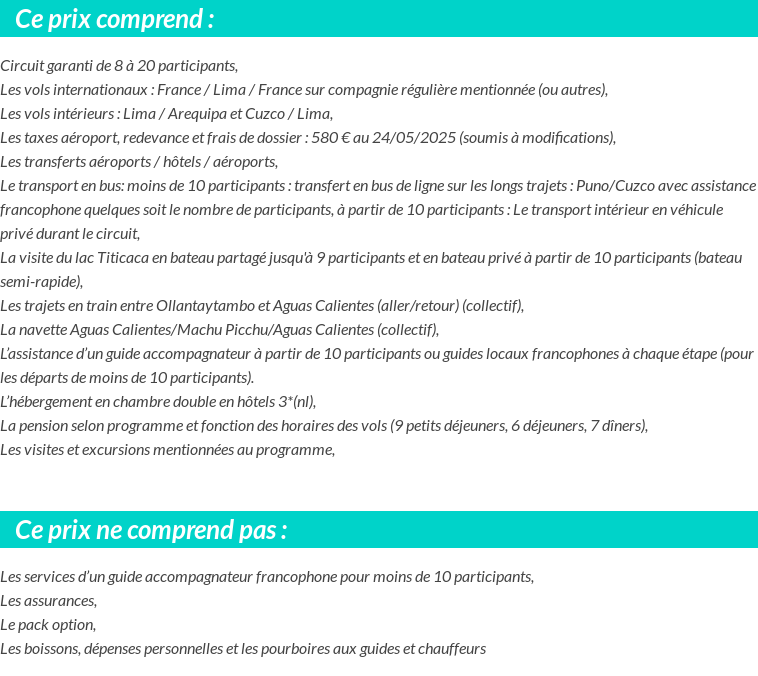 Conditions tarifaires