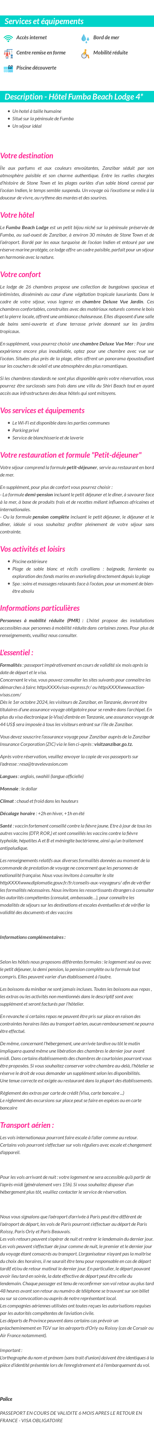 Détails du séjour