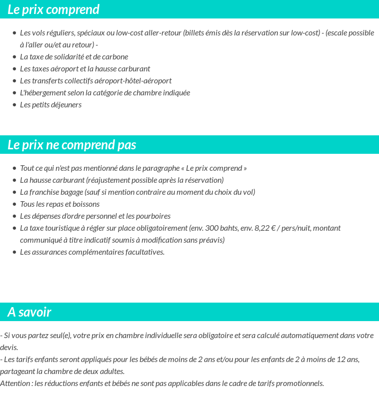 Conditions tarifaires