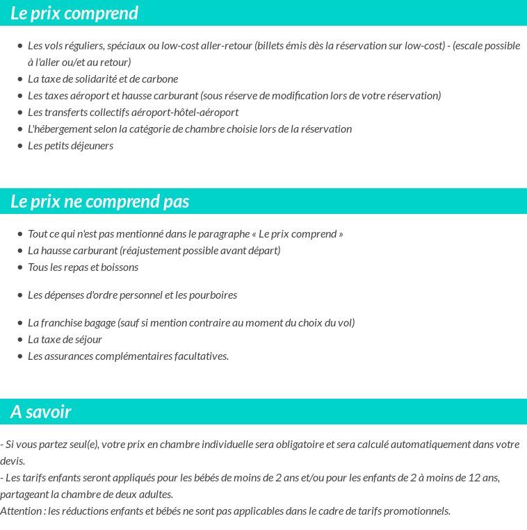 Conditions tarifaires