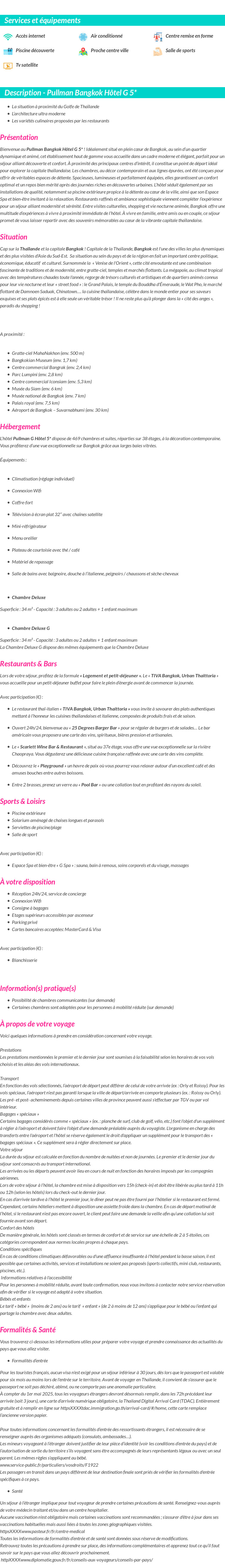 Détails du séjour