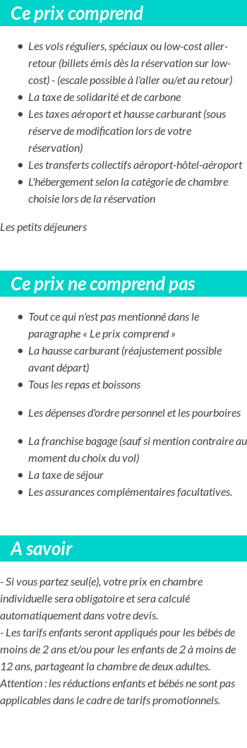 Conditions tarifaires