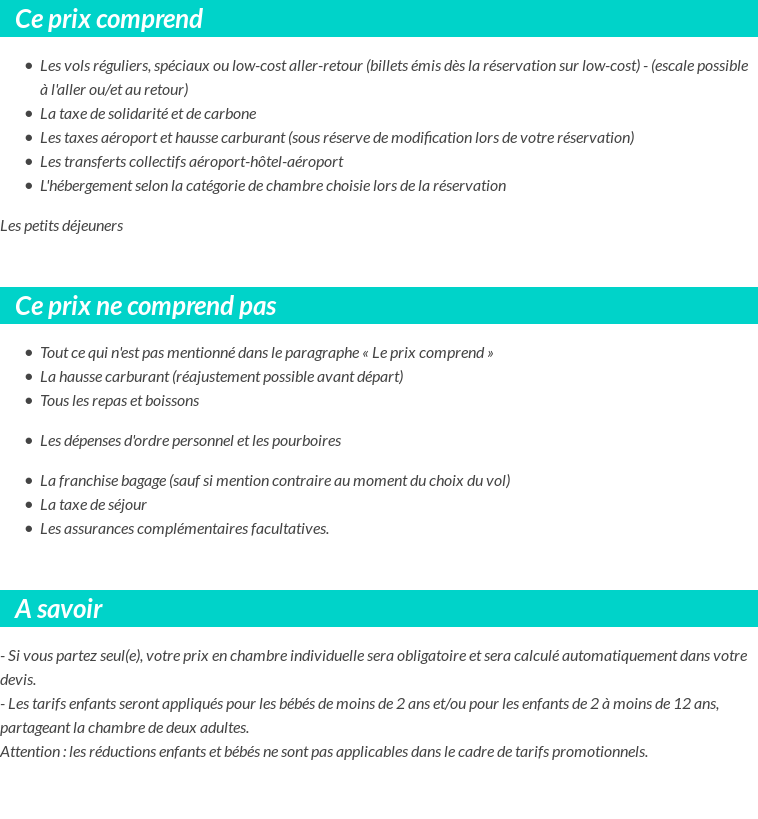 Conditions tarifaires
