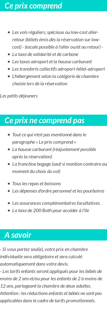 Conditions tarifaires