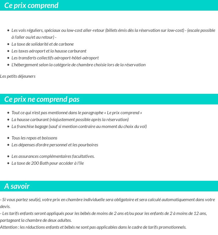 Conditions tarifaires
