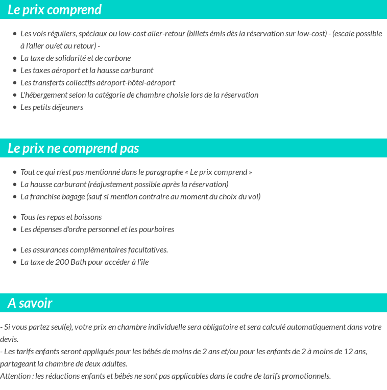 Conditions tarifaires