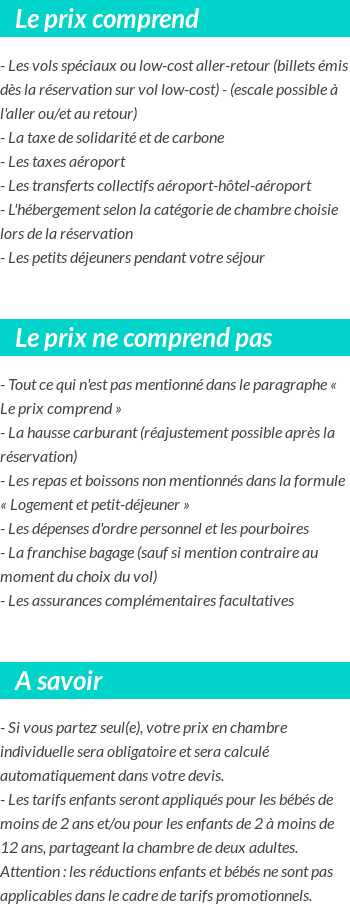Conditions tarifaires
