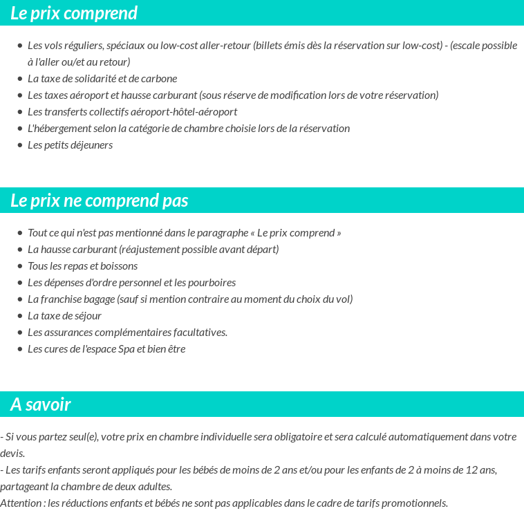 Conditions tarifaires