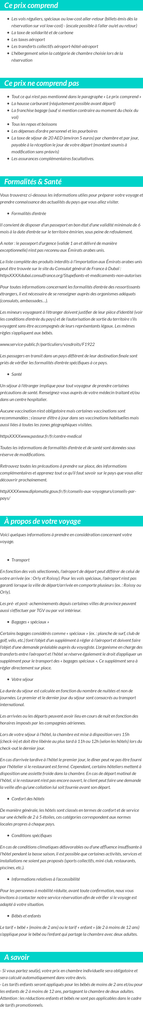 Conditions tarifaires