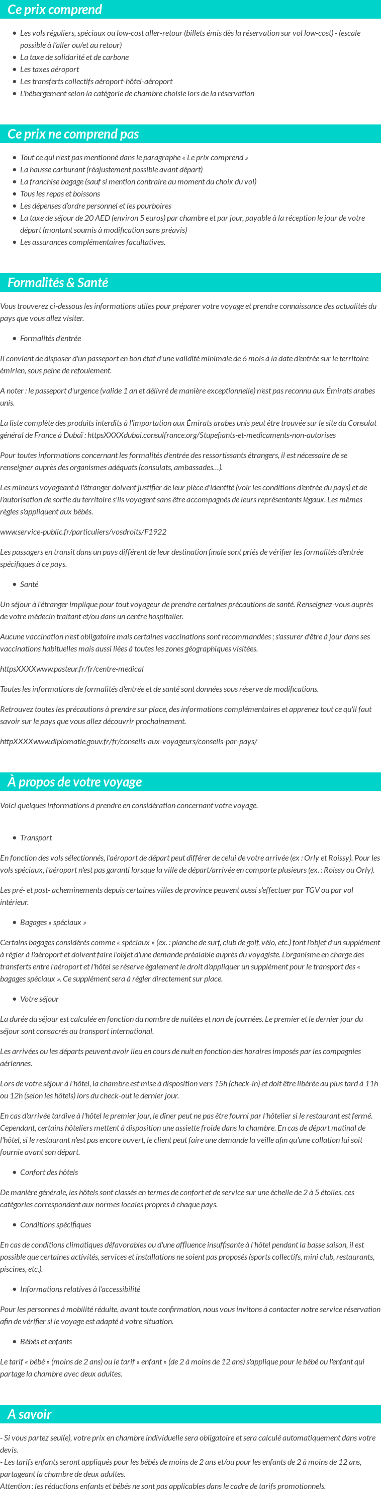 Conditions tarifaires