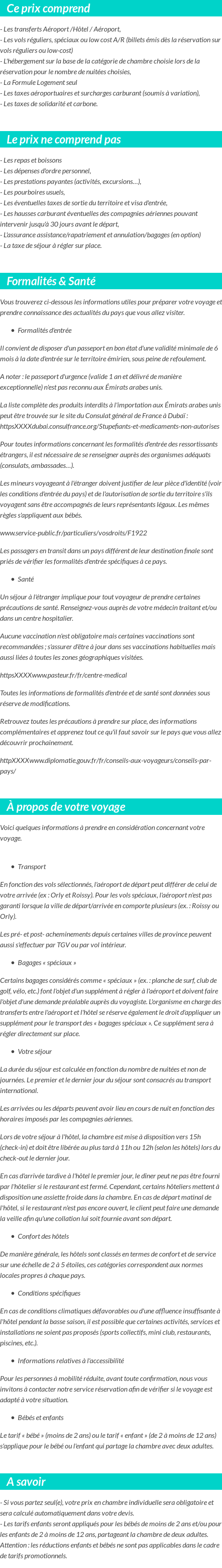 Conditions tarifaires