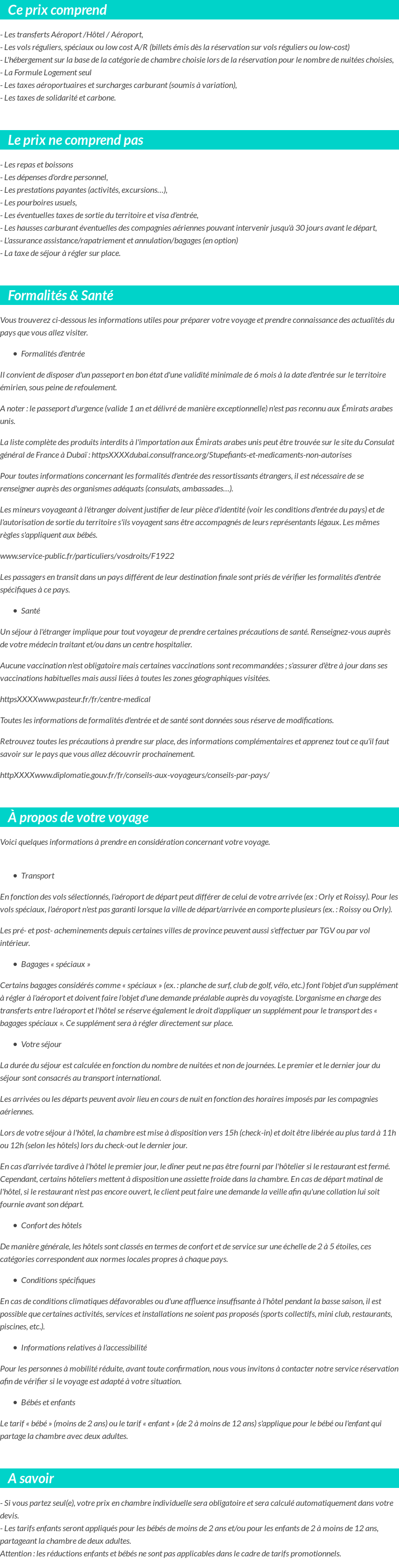 Conditions tarifaires