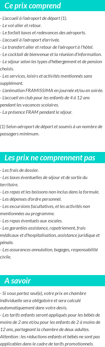 Conditions tarifaires