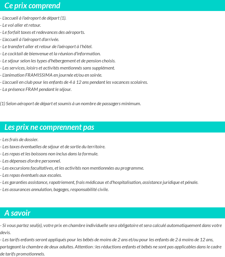 Conditions tarifaires