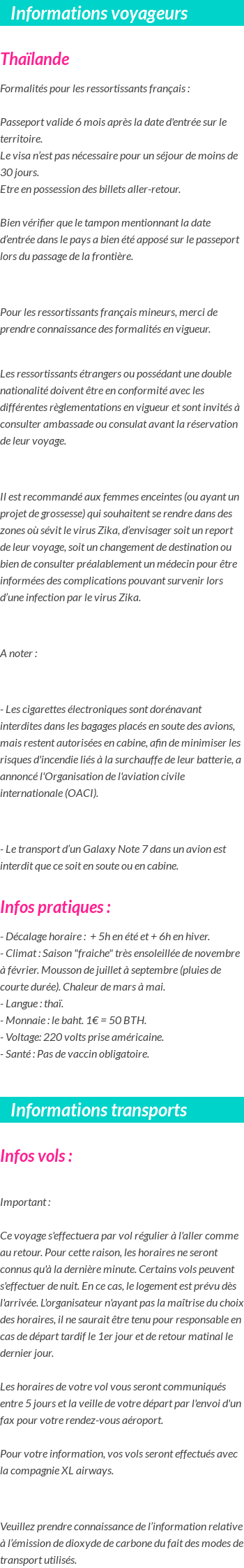 Formalités et infos voyageurs
