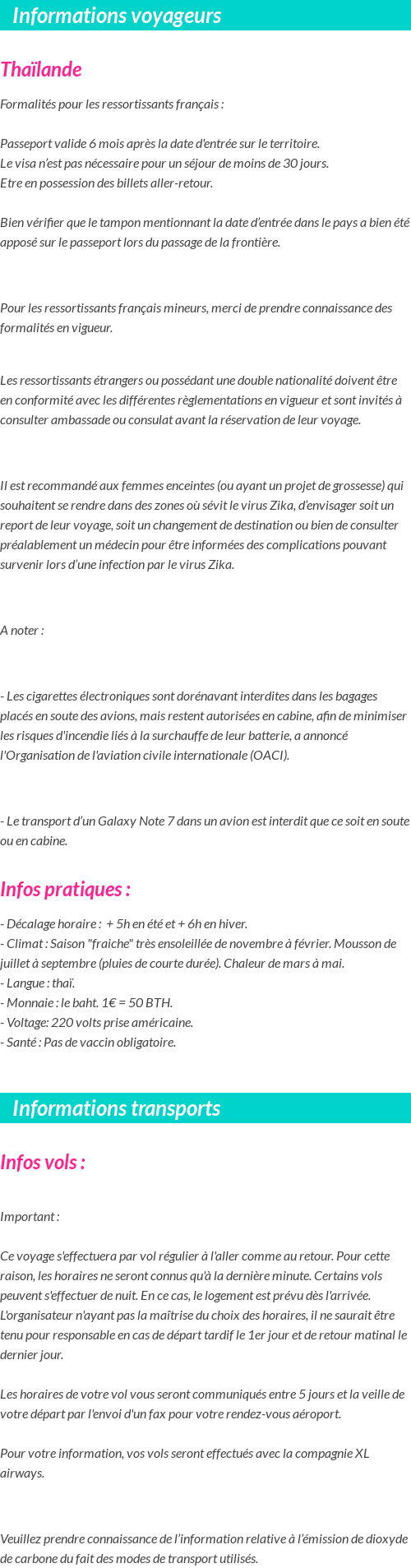 Formalités et infos voyageurs