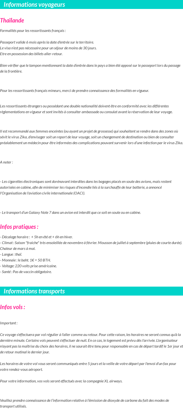 Formalités et infos voyageurs