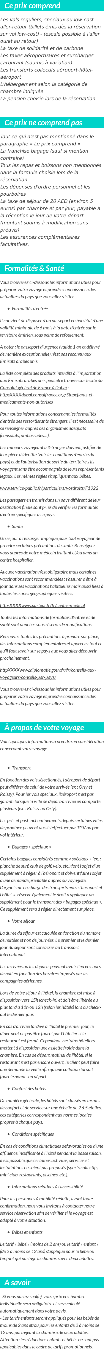 Conditions tarifaires