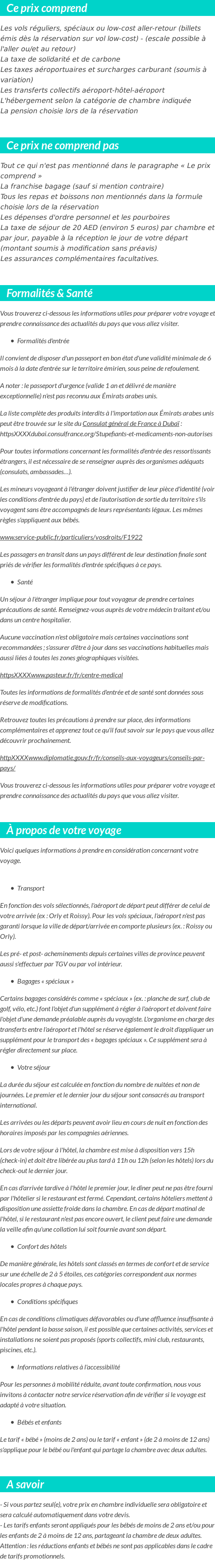 Conditions tarifaires