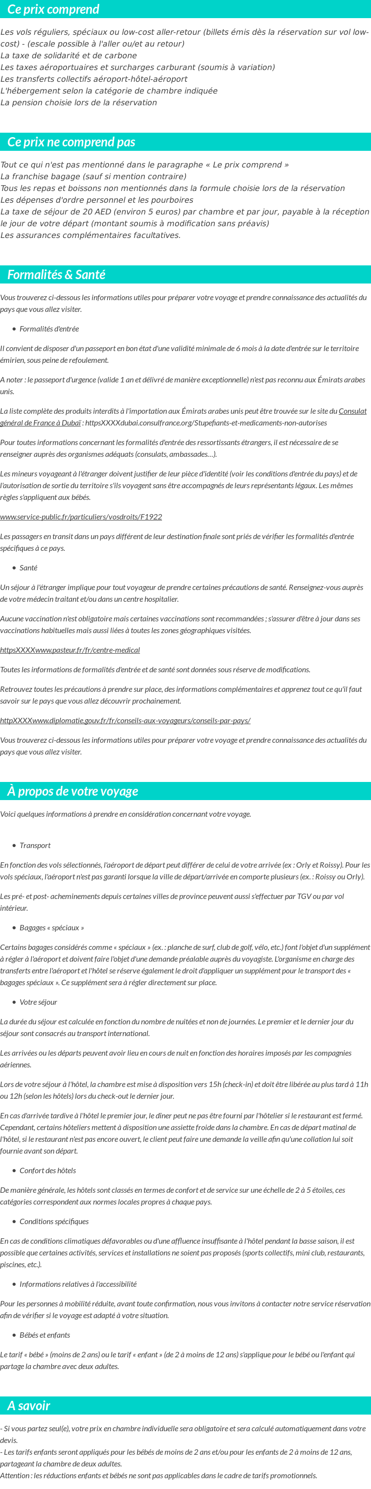 Conditions tarifaires