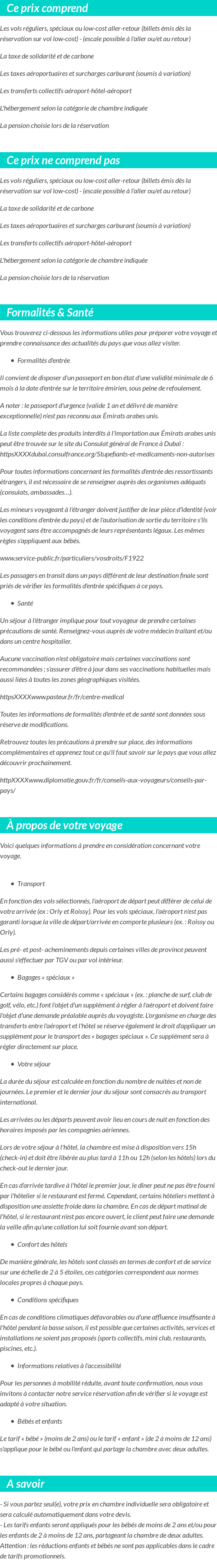 Conditions tarifaires