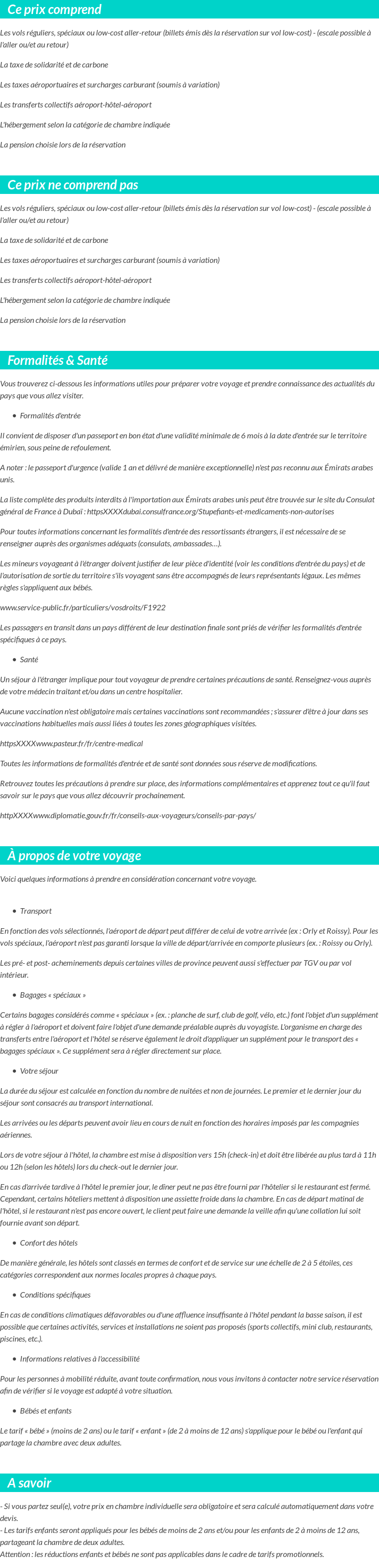 Conditions tarifaires