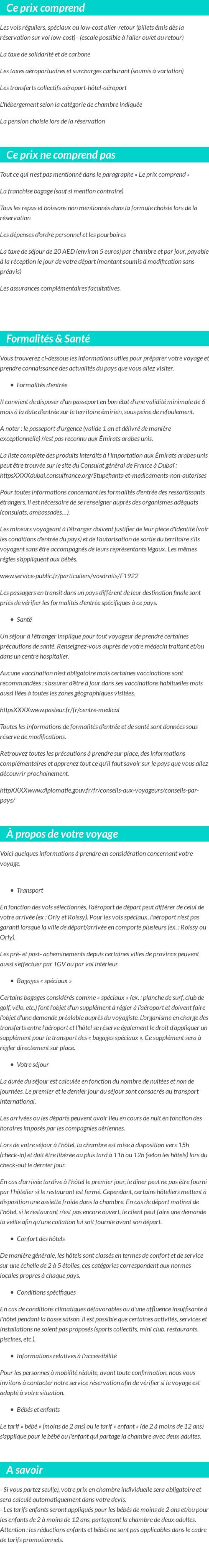 Conditions tarifaires