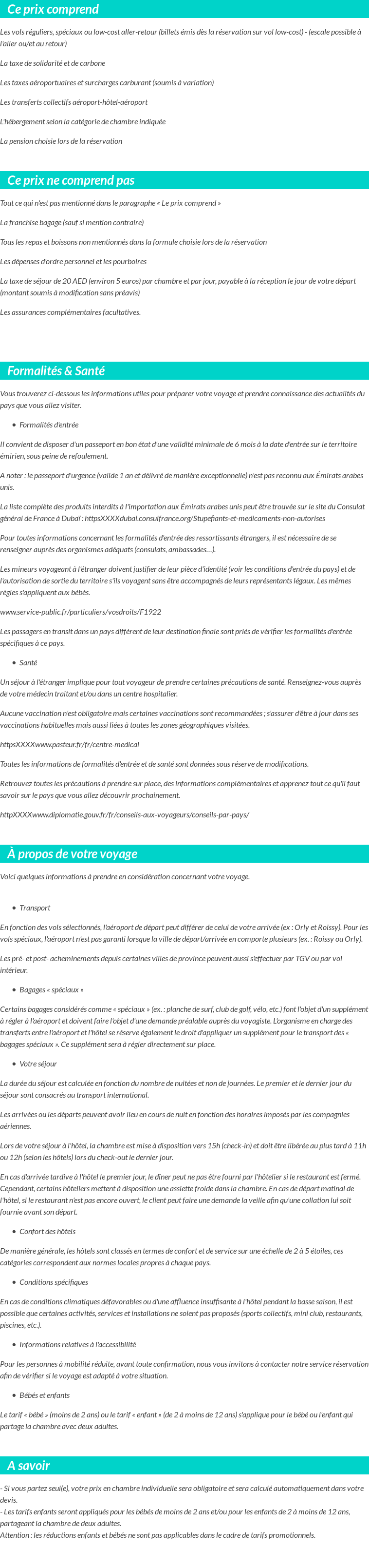 Conditions tarifaires