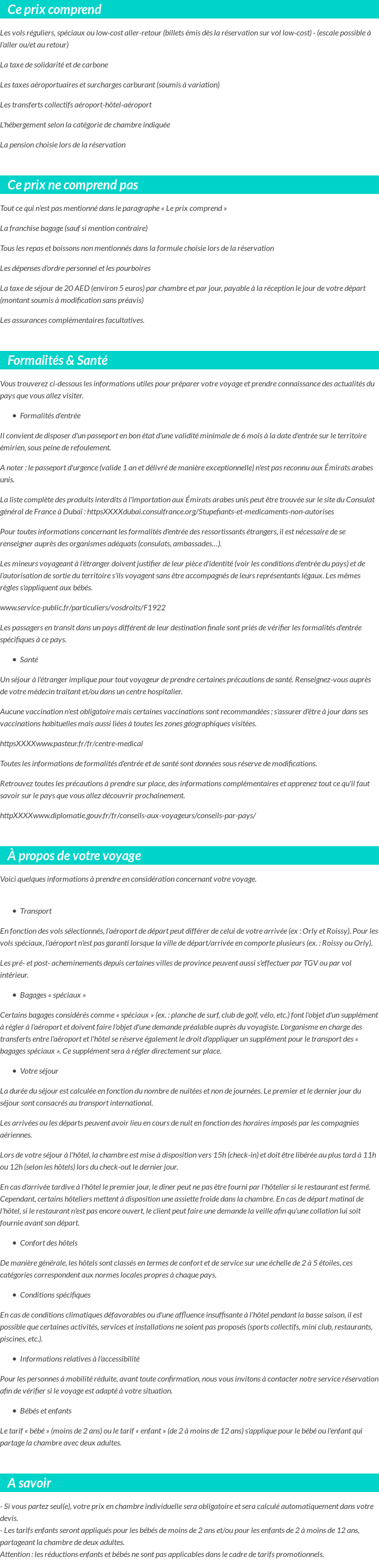 Conditions tarifaires