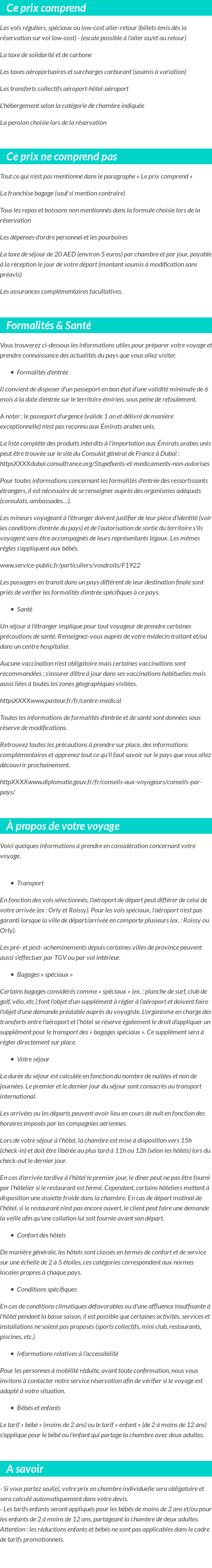 Conditions tarifaires