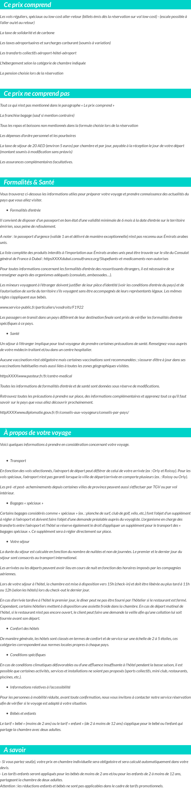 Conditions tarifaires