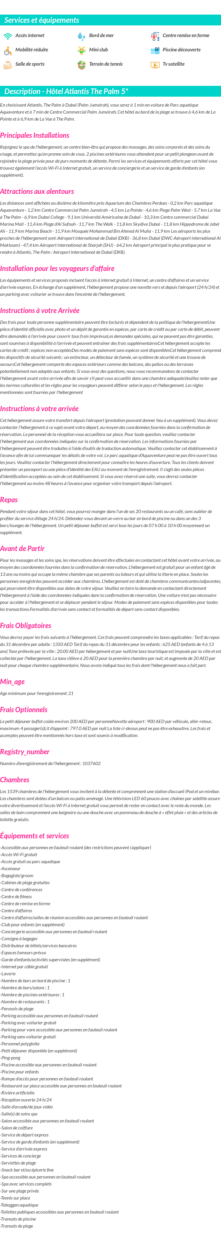 Détails du séjour