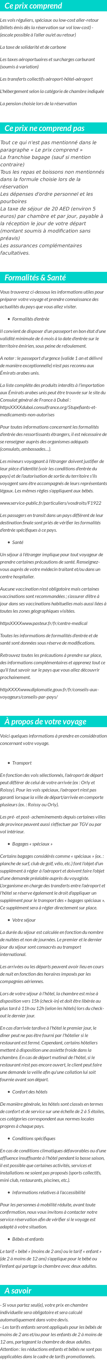 Conditions tarifaires