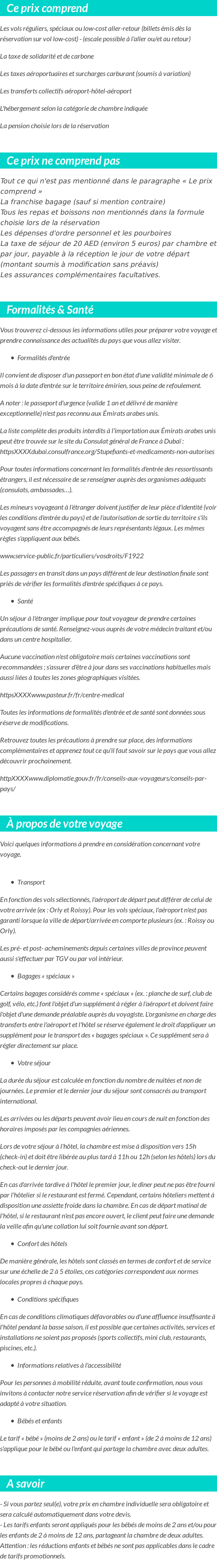 Conditions tarifaires