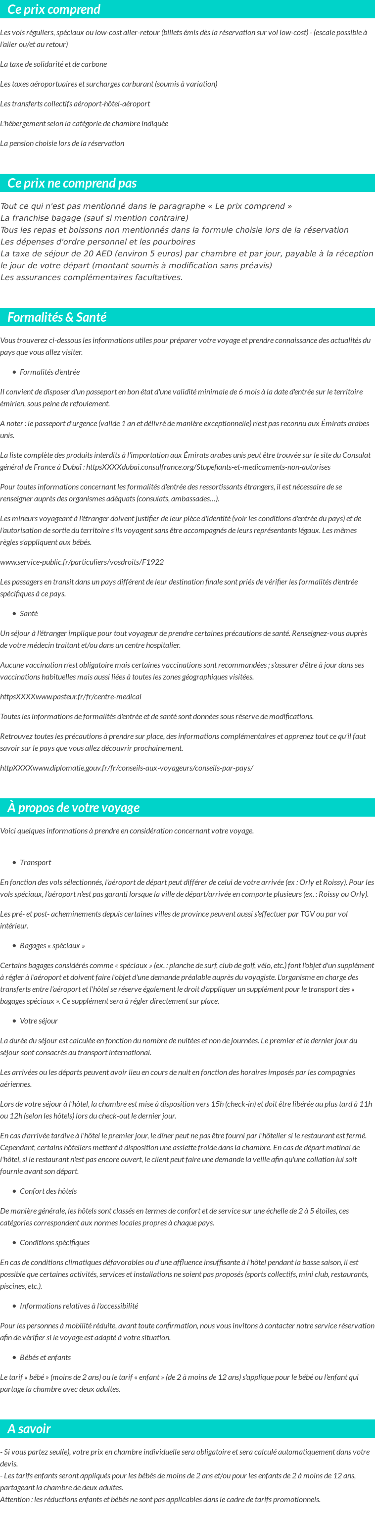 Conditions tarifaires