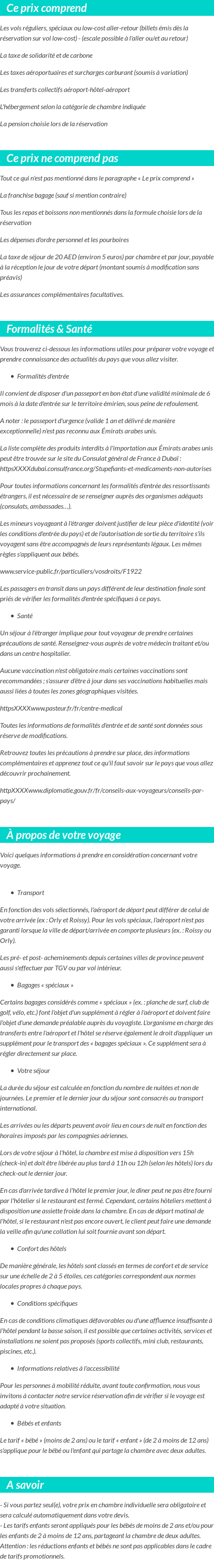 Conditions tarifaires