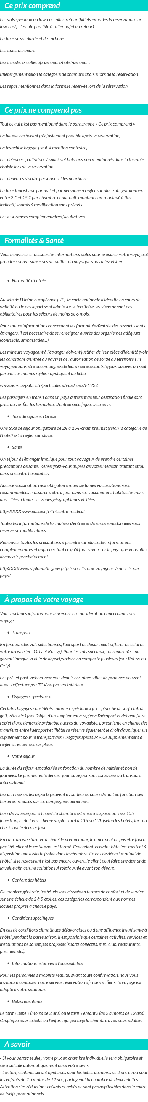 Conditions tarifaires