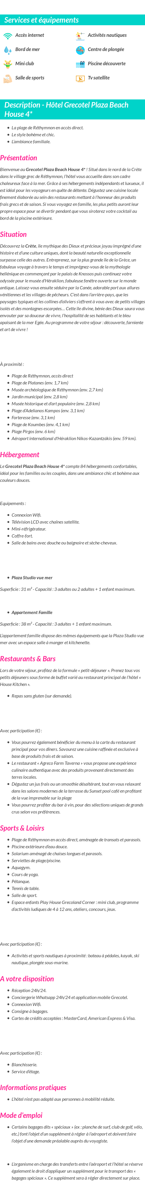 Détails du séjour