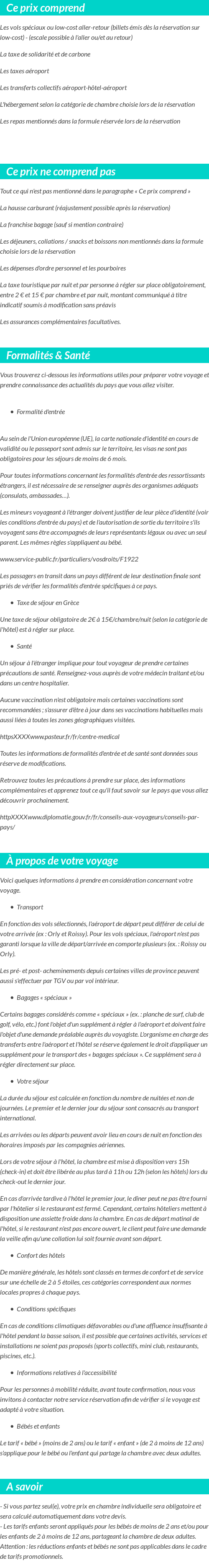 Conditions tarifaires