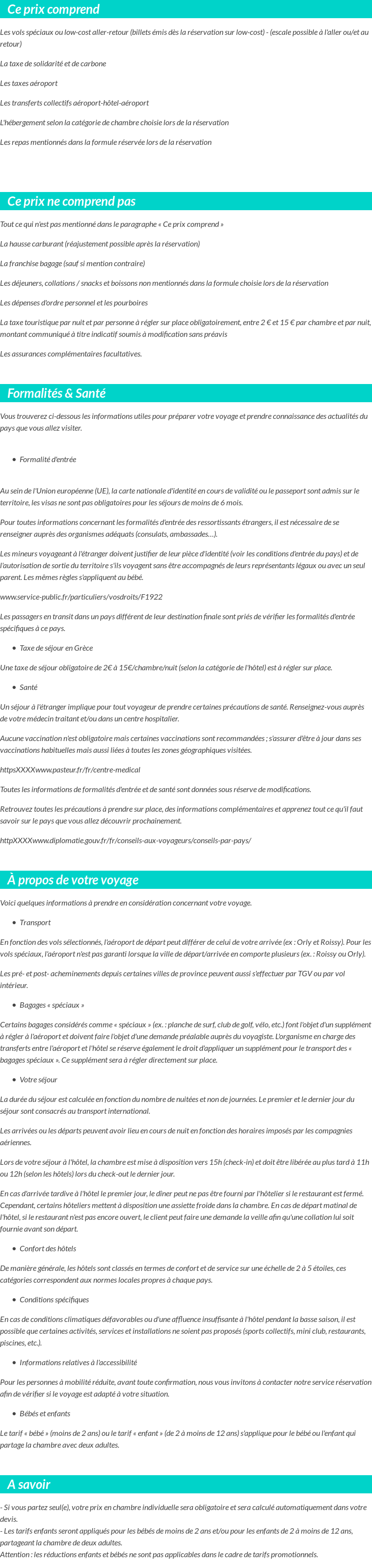 Conditions tarifaires
