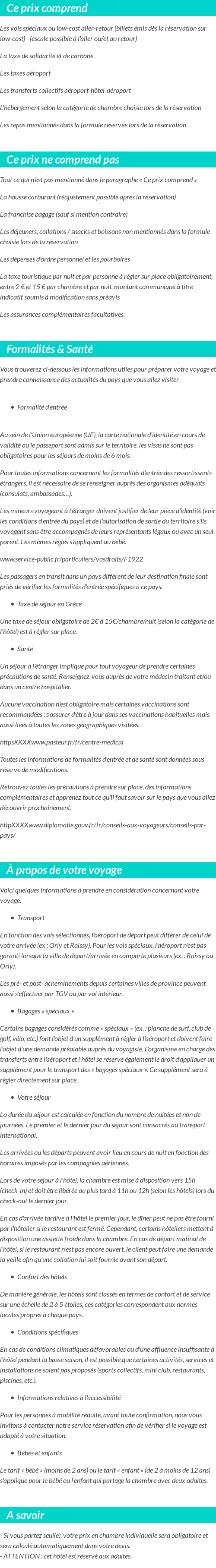 Conditions tarifaires