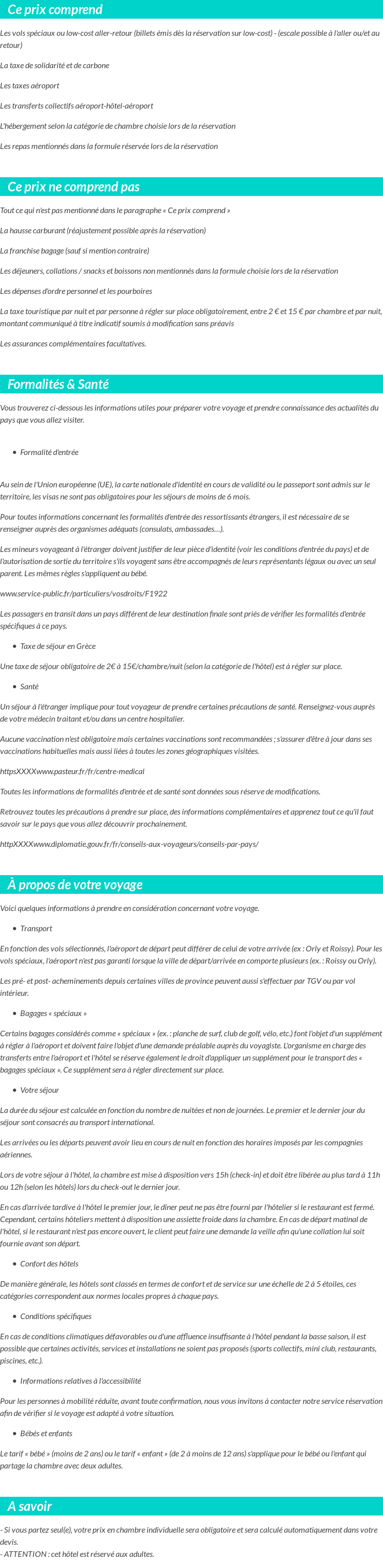 Conditions tarifaires