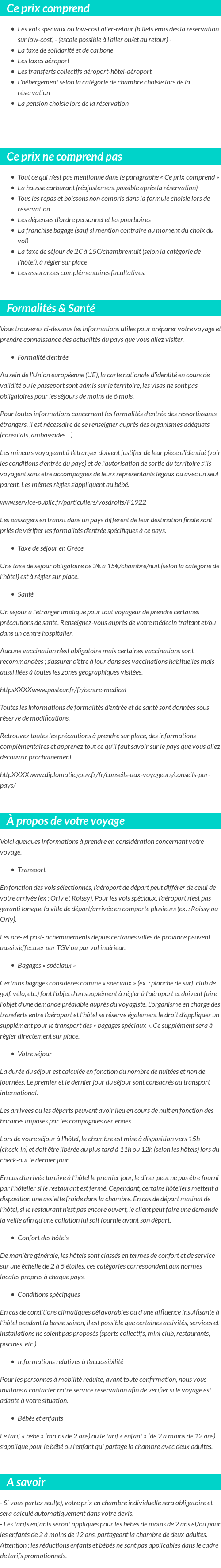 Conditions tarifaires